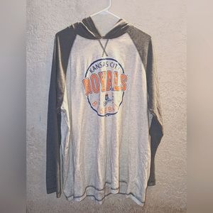 Majestic Kansas City Royals hooded long sleeve tee shirt Men's XXL